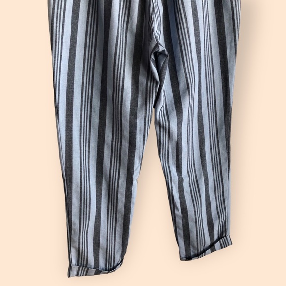 Ci Sono Linen Collection Blue Striped Paperbag Wide Leg Palazzo Casual Pants M - Picture 7 of 9